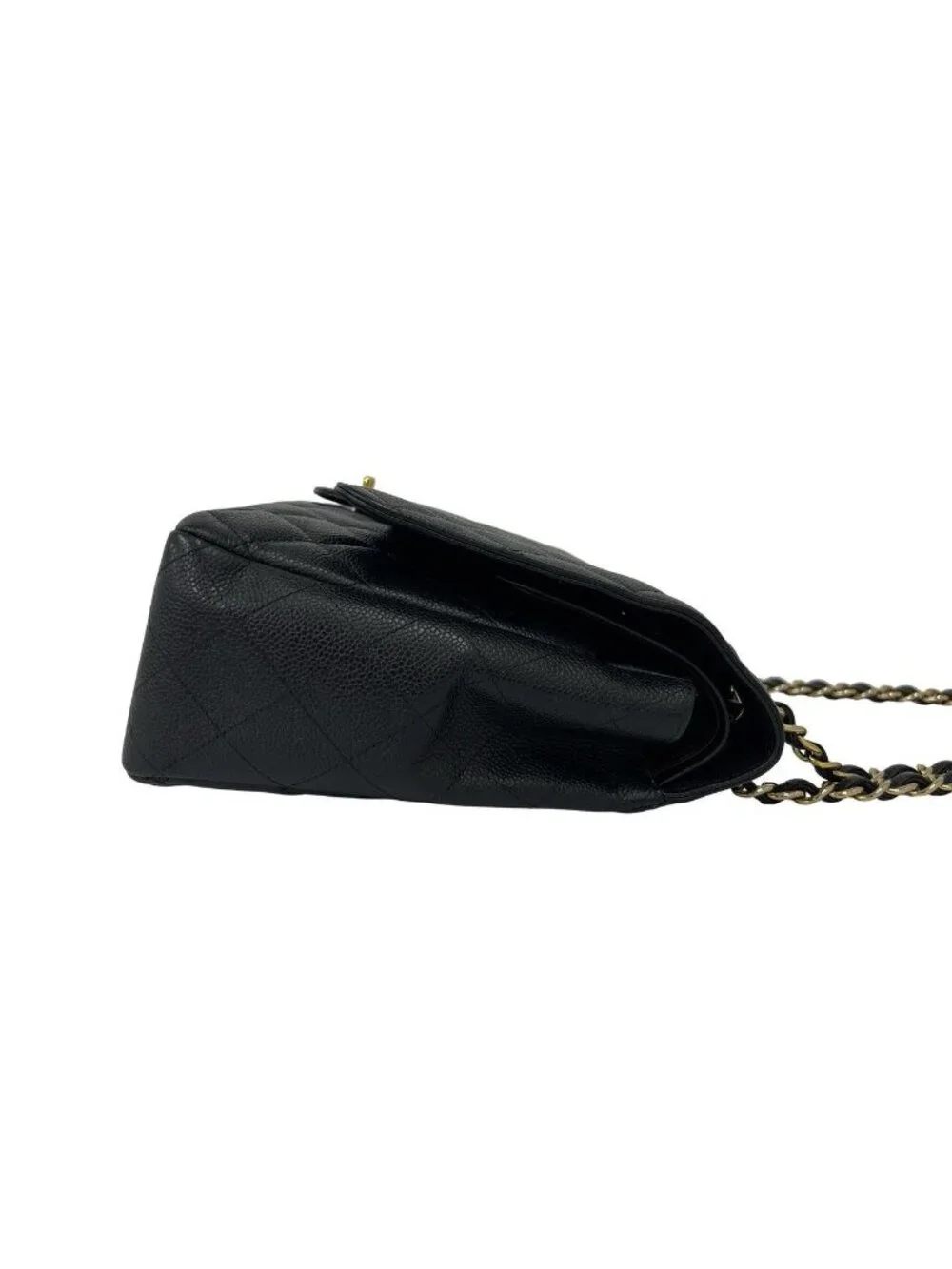 Chanel Quilted CC Logo Caviar Leather 2-Way Shoulder Bag Black